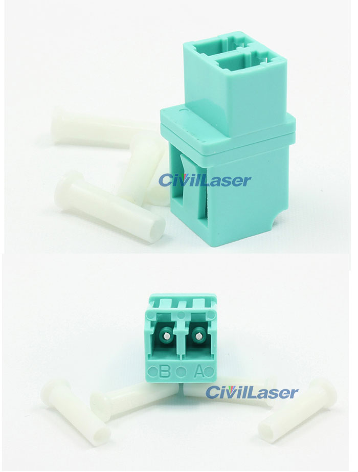 Cyan LC Mulyimode Double Core Plastic Fiber Optic Adapter